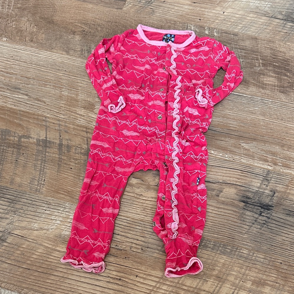 Kickee Pants Red Ruffled Footie